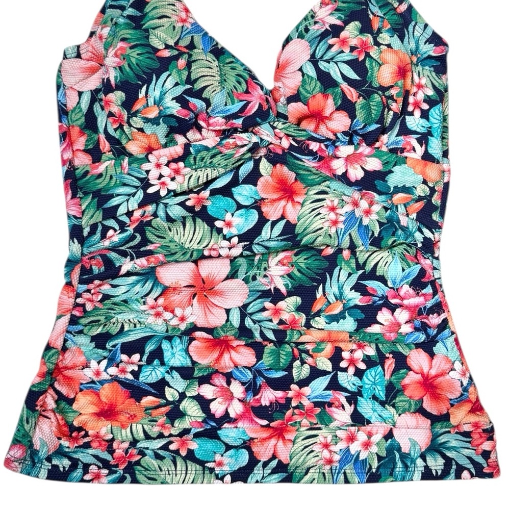 Tommy Bahama Island Cays Flora Underwire Front Twist Tankini Top - Picture 4 of 15